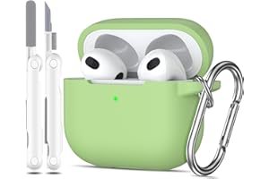 MHYALUDO Custodia per Airpods 3a generazione 2021,Custodia protettiva in morbido silicone per Airpods 3 con LED visibile sulla parte anteriore,con kit di pulizia,Avocado