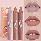 Rossetti, 3 colori opaco impermeabile a lunga durata matita labbra idratante pastello, Nude Tinte Lipstick Matte, Fashion Por