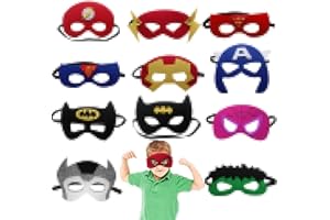 LUKIUP 12 Pièces Masques Super Héros, Masque à Anniversaire Enfant, Masques de Super-héros Feutre Cosplay Pour Garçons et Filles Mascarade, Halloween, d'anniversaire, Fête