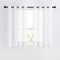 PONY DANCE Voile Vorhang Halbtransparent Ösenschal - 2er Set Weiße Gardinen aus Chiffon für Wohnzimmer Dekoschals Voile…