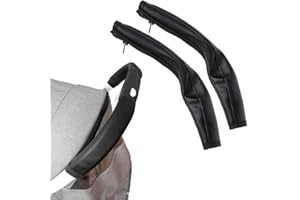 SBYMX 2 Pcs Protection Guidon Poussette, Couverture Protection pour Poussette/Landau, Poussette Accoudoir Poignée Amovible Zipper en Simili Cuir