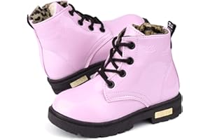 DINIMIGI Stivaletti Ragazze Impermeabili Stivali Bambina Stivaletto Comodi Pelle Stivaletto Da Neve Caldo Invernali Scarponcini Antiscivolo Scarpe Laccio delle Scarpe Cerniera EU21-37 Neonata Boot Riflettente