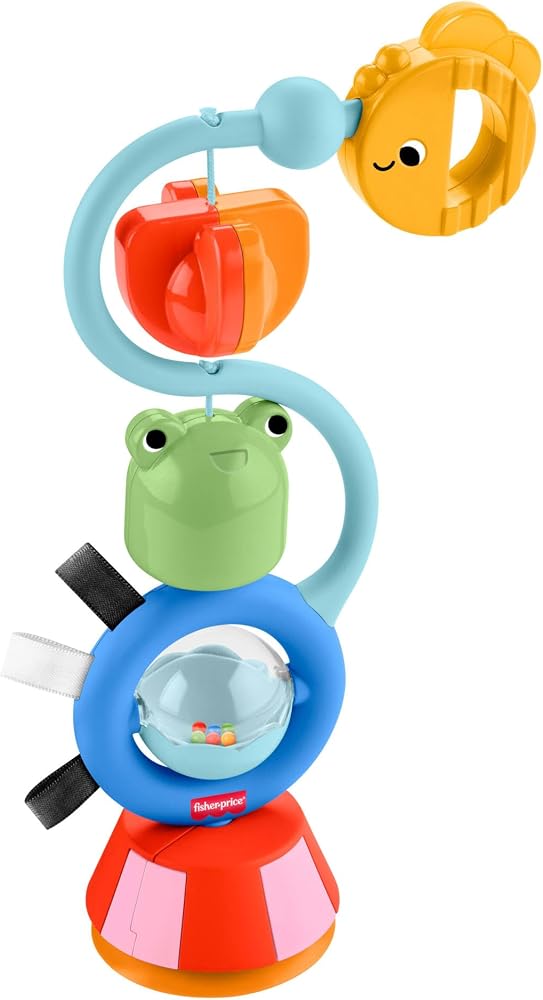 3 ay ve üzeri bebekler için Fisher-Price duyusal gelişime yardımcı sesli ve vantuzlu mama sandalyesi oyuncağı, JHB46