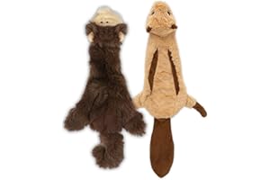 Best Pet Supplies Jouet couineur 2 en 1 pour chien avec tissu doux et durable pour animaux de compagnie de petite, moyenne et grande taille – Sans rembourrage pour jeu en intérieur, singe, écureuil