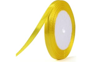 IHASPOKO Ruban Satin, 6mm x 22m Ruban Tissu pour Bricolage Art & Artisanat, Emballage Cadeau, Ballons, Nœuds, Décoration de Mariage (Polyester, Jaune)