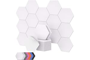18 Pack Hexagon Acoustic Panels Self-adhesive, TONOR 12"x10"x0.4" High Density Sound Proofing Panels for Walls, Sound Deadening Insulation Treatment Sound Absorbing for Studio, Office, Home, White