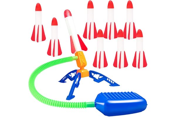 Lanceur de Fusée, Jouet Fusée Air, Fusée Plastique Kit avec 6 roquettes en Mousse,Fusée Jouet,Jouet Lance-Roquettes,Jouet Roquettes,Jouet Exterieur Enfant de 3-12 Ans,Cadeau Anniversaire Garçon Fille