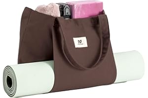 MYQ MOYAQI Moyaqi Cavans Tote Bag with Yoga Mat Carrier Pocket Carryall Shoulder Bag for Office, Workout, Pilates, Travel, Beach and Gym