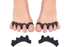 WACURRENTHYD Toe Spacers(1 Pair), Gel Toe Separators to Correct Toes, Bunion Corrector for Women Men Toe Spacer Hammer Toe Straightener Toe Stretcher Big Toe Separators (Black)