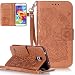 Produktbild Neu ISENPENK Samsung Galaxy S5 Mini G800F Hülle Leder [Braun],Muster Blume Samsung Galaxy S5 Mini G800F Hülle Leder Bookstyle Flip Case Tasche 3-in-1 Bookstyle Geldbörse Magnet Tasche,Standfunktion Schutzhülle Tasche Credit Card Slots Wallet Case Leder