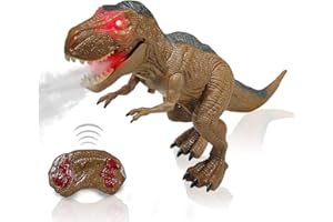 HANMUN Dinosaure Télécommandé Enfants Jouet - Robot RC Tyrannosaurus avec des Yeux Brillants, la Fonction Marche, Rugissant, Pulvérisation, Sonores et Lumineux, pour Garçon Fille
