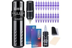 MAST TATTOO Mast S10 Tattoo Maschine Set Mast Flip Tattoo Pen maschine Rotary Tattoo Gun with Wireless Battery Power Supply RCA Jack tattoo nadeln for Tattoo artists (1 battery)