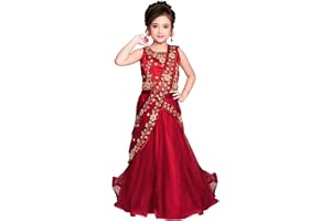 Vit knapp ny sten och broderi arbete halv sari stil barn lehenga choli för flickor
