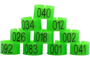 FARM & RANCH Anneau pour Oiseau 8 mm avec 001-100 Patte Anneau de Patte de Pigeon en Plastique Anneau de Patte pour Poussins Bantam Finch Dove Inseparable Quail Small Poultry (Vert)