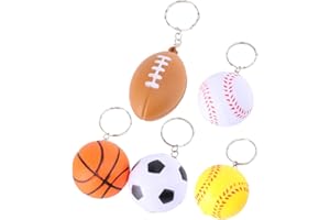 Garneck 5PCS Ball Shape Keychains PU Sport Ball Keyring Sports Keychain Novelty Key Chain, Souvenirs Pendants Toys for Players Athletes Boys Teammates