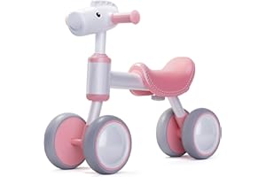 Hilifexll Baby Balance Bike 1 2 Years Old Boys Girls Toddler Ride on Toys for 1 Year Old, 4 Wheels Toddler Bicycle Toy 1st Birthday Gifts for Girls Boys Ages 12-24 Month Baby Bike Walker