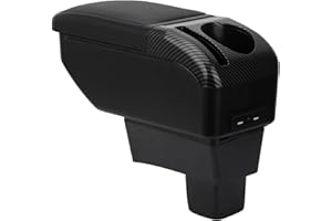 ZENVI Armrests Compatible with Suzuki Swift Armrest 2008-2024 Center Console Organizer Box Double Layer Storage Style Usable for Elbow Support （Black Style）