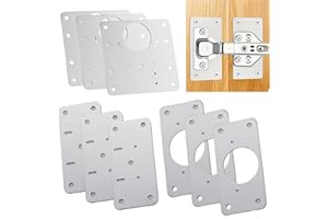 XUNZHI 9pcs Hinge Repair Plate,Cupboard Door Hinge Repair Plates with Screws,Stainless Steel H-Inge R-epair Kit for Kitchen,Cabinet H-Inge R-epair Plate,Universal Pre-Punched P-Late for Wood Furniture