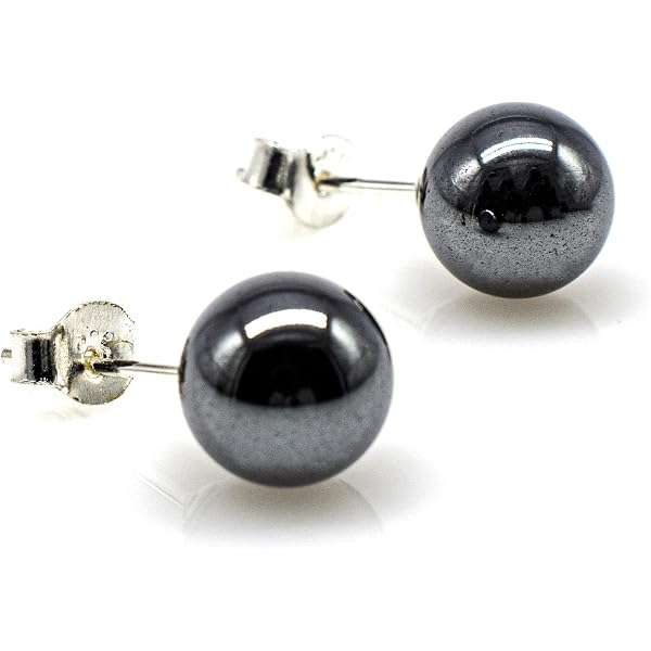 Hämatit Ohrstecker Mit Silberhaken – Rund, 6 Mm Durchmesser, Handgefertigt, Vielseitig Tragbar
