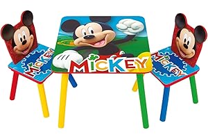 ARDITEX Disney Mickey Mouse Wooden Table & 2 Chairs Set by Nixy Children