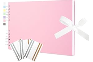 Hiwhy Album fotografico per ritagli 40 pagine bianche Libro dei ricordi 29 x 21,5 cm Libro degli ospiti Album per ritagli Accessori con adesivi angolari per Baby Shower, Matrimonio, Viaggi