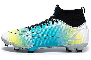 WOWEI Chaussures de Football Homme Crampons Professionnel Spike Chaussure de Foot Enfant Antidérapant Entrainement Chaussures de Sport pour Garçon High Top Chaussure Football