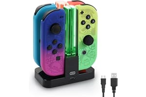ELUTENG kompatybilny ze stacją ładowania Nintendo Switch Joy Con, Diyife Joy Con cztery w jednej ładowarce