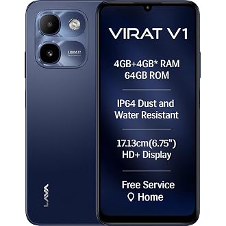 Lava Virat V1 Smartphone, 64GB, 4GB RAM, Nilgiri Blue | Android 15 Go, UNISOC 9863a Octa-Core, 6.75 Inch HD+ Display, 720x1600, 90Hz
