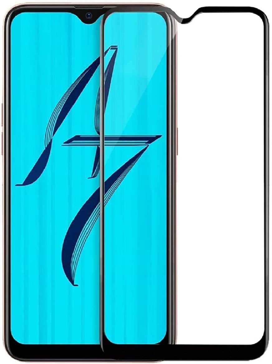 100FIT (BLACK Tempered Glass Screen Protector Compatible for Oppo A7, Vivo Y91, Y93, Y95 with Edge to Edge Coverage and Easy Installation kit