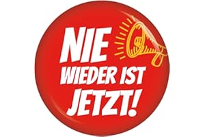 Nie wieder ist Jetzt! 56mm Buttons Anstecker Kiwikatze Frieden