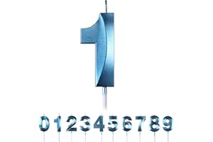 MACLUNAR Candele Compleanno 1 Anno,3D Numero Candele, Blu Numero 1 Candele di Compleanno Candele Torta Decorazione, Adatto A Feste di Compleanno Festa Baby