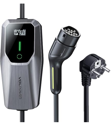 Câble De Charge Type 2 Schuko 3,6 KW Pour Voiture électrique – 5 M Avec écran LED – Réglable 6-16A