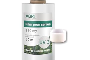 AGRI plus Film de Serre avec Ruban de réparation I 4 x 15 m I différentes Tailles I 0,150 mm épaisseur I bâche Jardin résistante aux déchirures & aux intempéries I 3 Ans de résistance aux UV