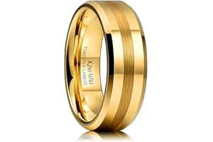 King Will 8mm Silver/Gold Tungsten Carbide Ring for Men Wedding Band Center Matte Brushed Polish Finish
