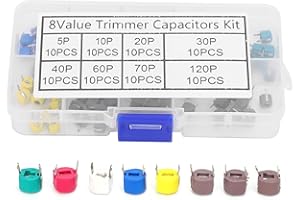 HILILAND Zestaw kondensatorów trymera o zmiennej pojemności 80 sztuk 6mm trymer kondensator 5/10/20/30/40/60/70/120P Zestaw kondensatorów elektronicznych