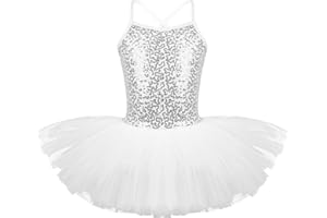 YiZYiF Enfant Fille Justaucorps Gymnastique Danse Classique Robe Danse Ballet Latine Jazz Tutu Robe Patinage à Paillettes Soirée Carnaval Bodysuit 2-12 Ans
