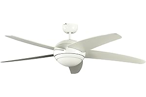 Pepeo Deckenventilator mit Beleuchtung und Fernbedienung Melton, Gehäuse Lack weiß, Flügelfarbe weiss, 132 cm