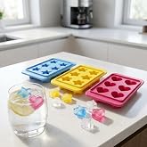 Deconox Plastik 6 B&ouml;lmeli 3 Desenli Buz Kalıbı Seti, Yıldız-Kalp-&Ccedil;i&ccedil;ek Desenli Buz Kalıbı 3 Set (13cm*8cm*3cm) Eğlenceli ve P