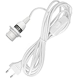 kwmobile E14 Lampenfassung mit Schalter - E14 Fassung Weiß mit 3,5m Netzkabel Schraubring - E 14 Lampenaufhängung für Deckenl