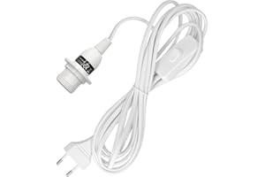 kwmobile Portalámpara E14 con interruptor - Cable de red con interruptor y enchufe - Adaptador de lámpara de 3.5 M - Base para bombilla en blanco
