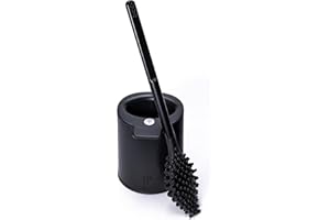 Biom Paris – Brosse WC Premium Hygiénique sans Poils avec Support – Brosse Toilette Anti-Goutte, Antibactérienne - Balai WC Design Innovant, Reste Propre – 100% Fabriqué en France (Noir Zan)