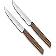 Victorinox Swiss Modern, Steak Knife Set, Set of 2, Extra Sharp Blade, Straight Edge, 12 cm, Holzgriff, Stainless Steel, Brown