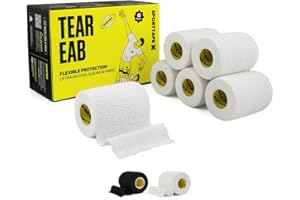 6 Rolls - SPORTTAPE EAB Tape | 7.5cm x 4.5m - White - Tearable Elastic Adhesive Bandage | Rugby Lifting Tape, Tear Light Strapping Tape for Medical, Lifting Blocks, Knee Strapping, Elbow & Wrist