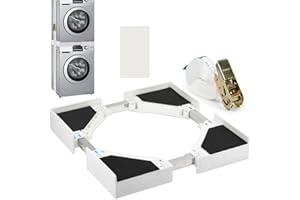 BOPEUY Kit Sovrapposizione Lavatrice Asciugatrice, Kit di Sovrapposizione Universale con Cinghie Cricchetto, Sovrapposizione Lavatrice Asciugatrice, Gamma di telaio regolabile 50-70cm