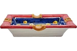 Sicilia Bedda - POSACENERE IN CERAMICA di Caltagirone - Vari Modelli e Dimensioni - Prodotto 100% Artigianale (Rettangolare Maioliche)