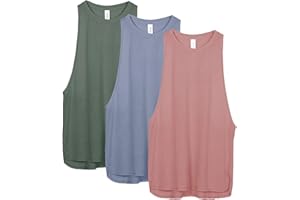 icyzone Canotta Donna Sportiva Senza Schienale Lunga,Traspirante e Sciolto T-Shirt per Fitness Yoga Corsa (Pacco da 3)