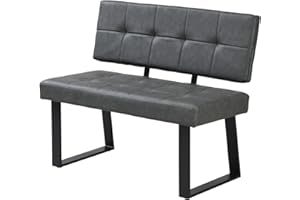 ‎B&D HOME B&D home Sitzbank Sigfrid - Eckbank Esszimmer Mit Lehne, Sitzbank Flur, Pflegeleichter Bezug aus Kunstleder Dunkel Grau, Kaltschaum-Polsterung, Für Esszimmer, Küche & Flur, 100 cm