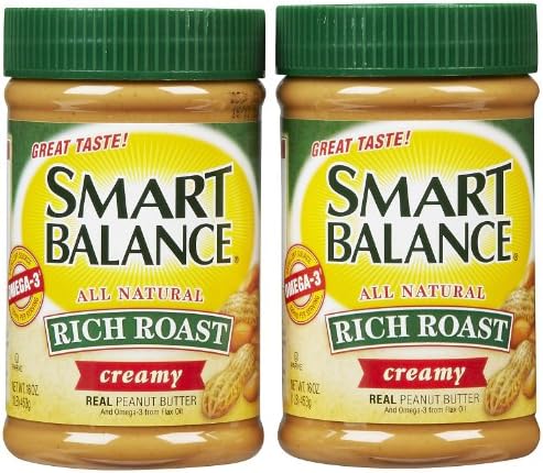 Smart Balance All Natural Rich Roast Creamy Peanut Butter 16 oz (3 JARS)