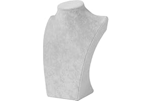 EASNEA Velvet Jewelry Display Bust, Necklace Display Stand Manequin Bust Stand Pendant Chain Holder Storage Display Show Boutique Stand Mannequin Bust (Grey 20cm)