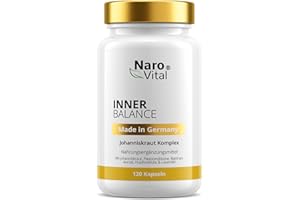 ‎NAROVITAL Johanniskraut Komplex - Passionsblume, Baldrian, Hopfen & Lavendel Extrakt Kapseln hochdosiert - Anti Stress - Stimmungsaufheller & Beruhigungsmittel - 120 Kapseln I NaroVital Inner Balance